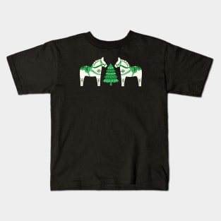 Christmas Dala Horse in green Kids T-Shirt